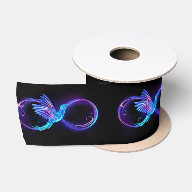Ruban En Satin Symbole d'infini néon avec colibri brillant (Bobine)