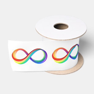 Ruban En Satin Symbole d'infinité arc-en-ciel stratifié
