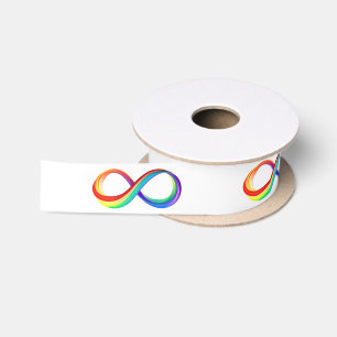 Ruban En Satin Symbole d'infinité arc-en-ciel stratifié