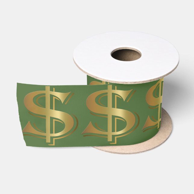 Ruban En Satin Symbole dollar d'or géant (Bobine)