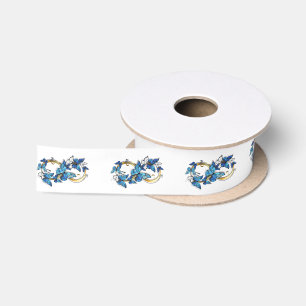 Ruban En Satin Symbole infini de papillons Morpho bleus
