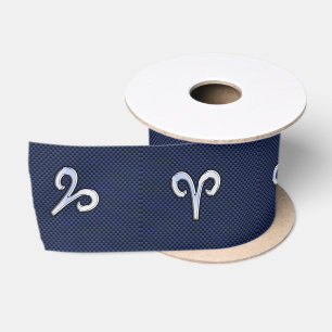 Ruban En Satin Symbole Zodiaque moderne Aries bleu Carbone Fibre 