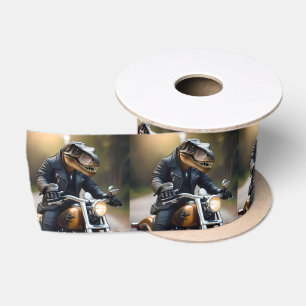 Ruban En Satin T-Rex Dinosaur Bikie En Moto,