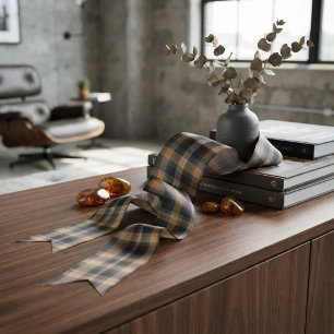 Ruban En Satin Tartan à carreaux ambre fumé moderne