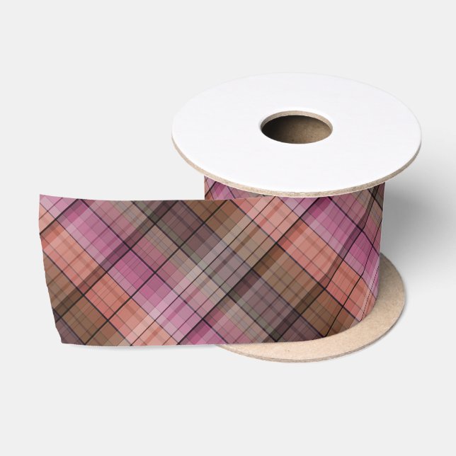 Ruban En Satin tartan Brown (Bobine)
