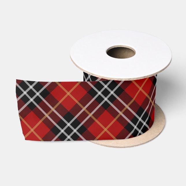 Ruban En Satin Tartan écossais rouge et noir (Bobine)