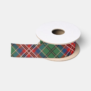 Ruban En Satin Tartan Élégant Rouge Vert Rustique