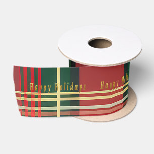 Ruban En Satin Tartan personnalisé "Joyeuses fêtes"