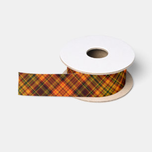 Ruban En Satin Tartan Plaid orange rouge vert