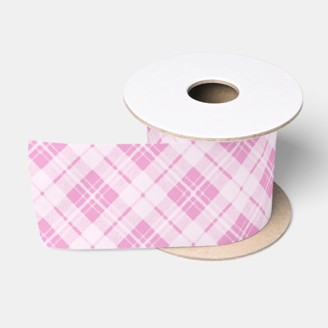 Ruban En Satin Tartan rose clair vacances de Noël motif (Bobine)