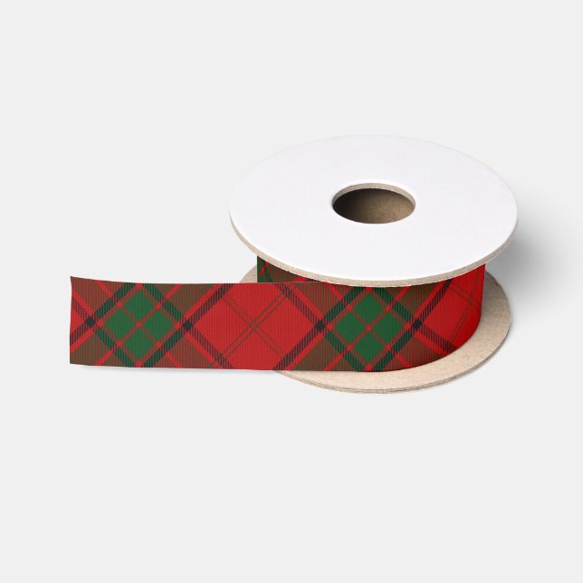 Ruban En Satin Tartan vert rouge classique de Maxwell de clan (Bobine)