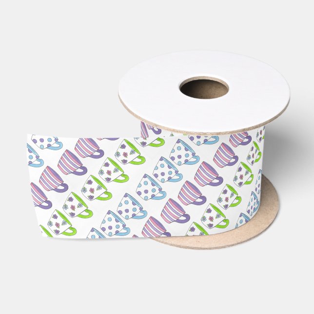 Ruban En Satin Tea Party Tea Party Tea Party Pastel Tea Cup (Bobine)