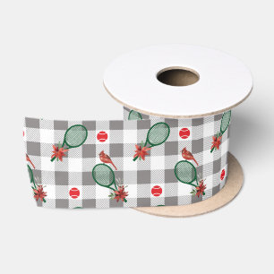 Ruban En Satin Tennis Noël, gris - buffle blanc plaid 