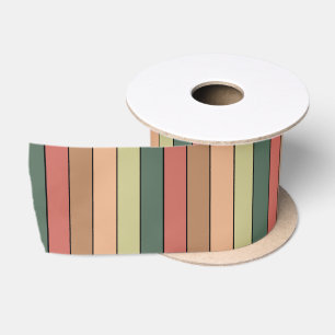 Ruban En Satin Terracotta Brown Vert Noir sur papier aquarelle
