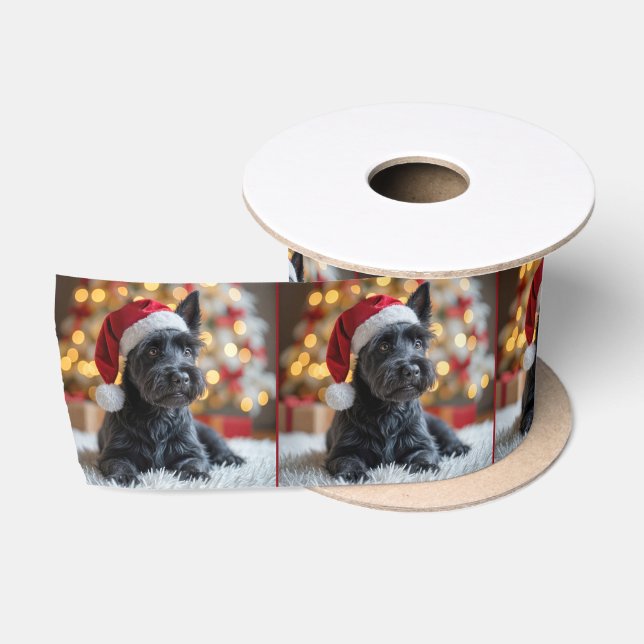 Ruban En Satin Terrier écossais de Noël à la fourrure (Bobine)
