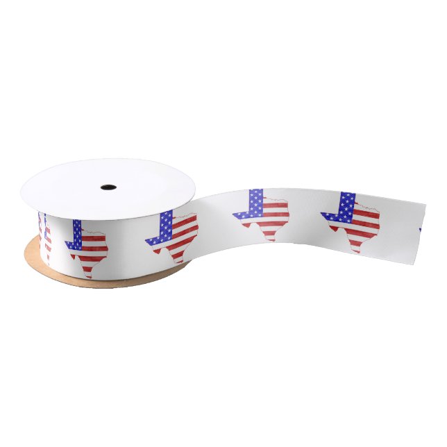 Ruban En Satin Texas Formé Drapeau Américain Patriotique Texan (Bobine)