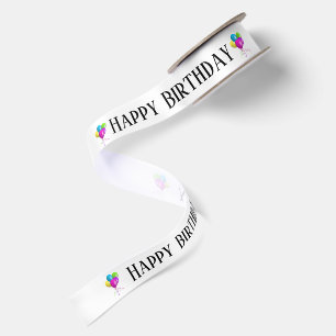 Ruban En Satin Texte Joyeux Anniversaire avec Ballons de Fête