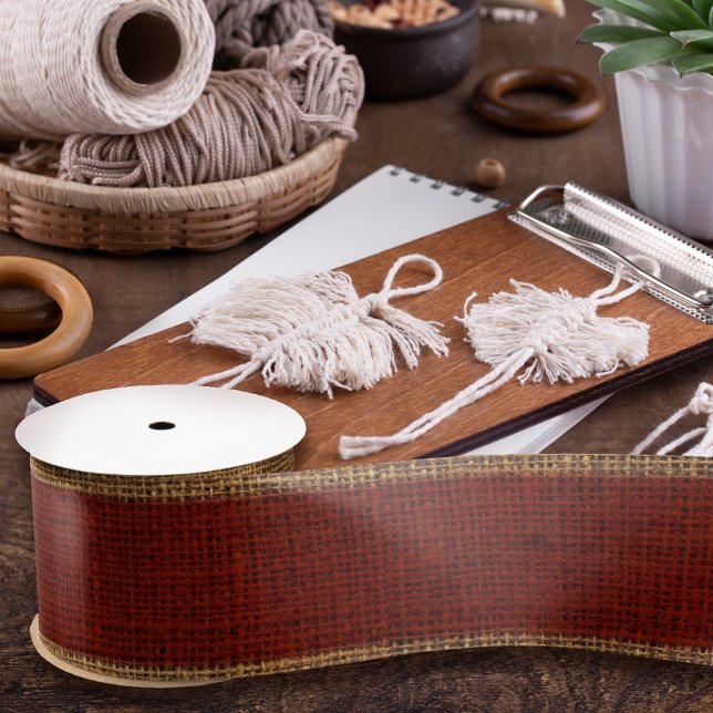 Ruban En Satin Texture de Burlap réaliste Simple Rustique Or & Ro (Créateur téléchargé)