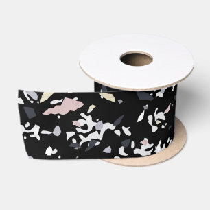 Ruban En Satin Texture Marbre Noir  