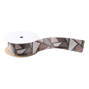Ruban En Satin Tons de motif en vitrail marron
