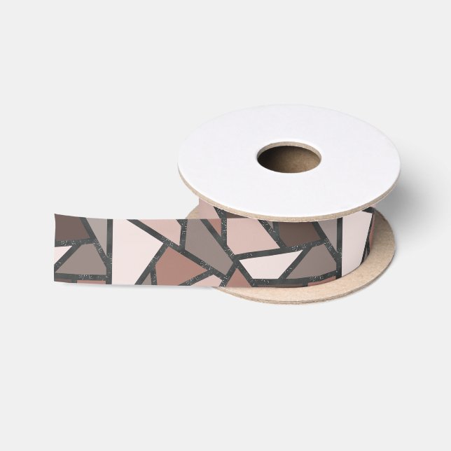 Ruban En Satin Tons de motif en vitrail marron (Bobine)