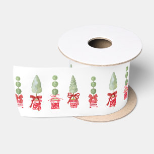Ruban En Satin Topiaire de la Chinoiserie rouge et blanche