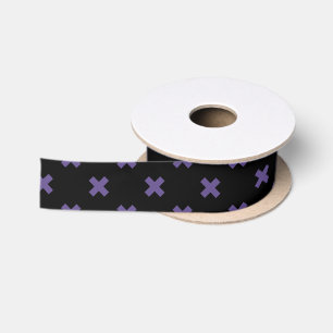 Ruban En Satin Traces croisées ultra violettes sur noir