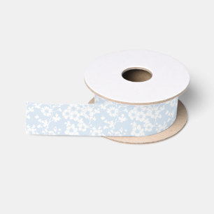 Ruban En Satin Trellis Floral - Bleu Poudre