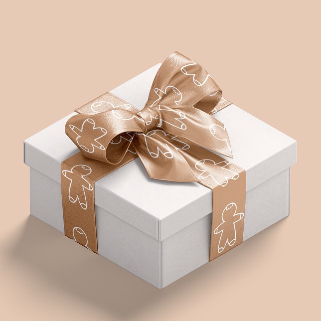 Ruban En Satin Trendy Tan D78F62 Gingerbread Hommes (Trendy Beige D78F62 Gingerbread Men Satin Ribbon)