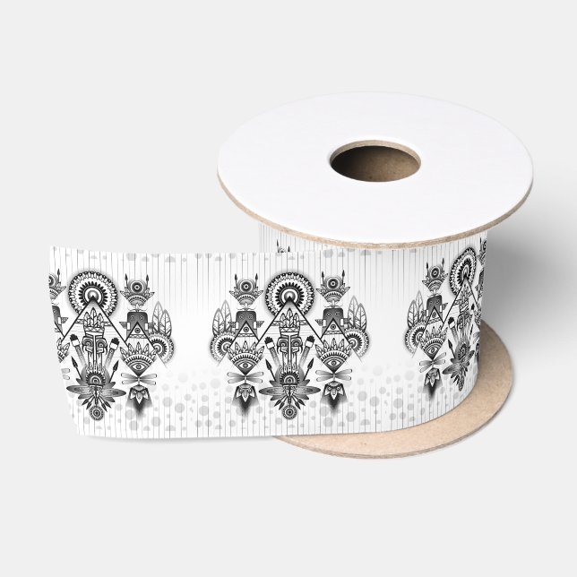 Ruban En Satin Tribal autochtone Abstrait (Bobine)