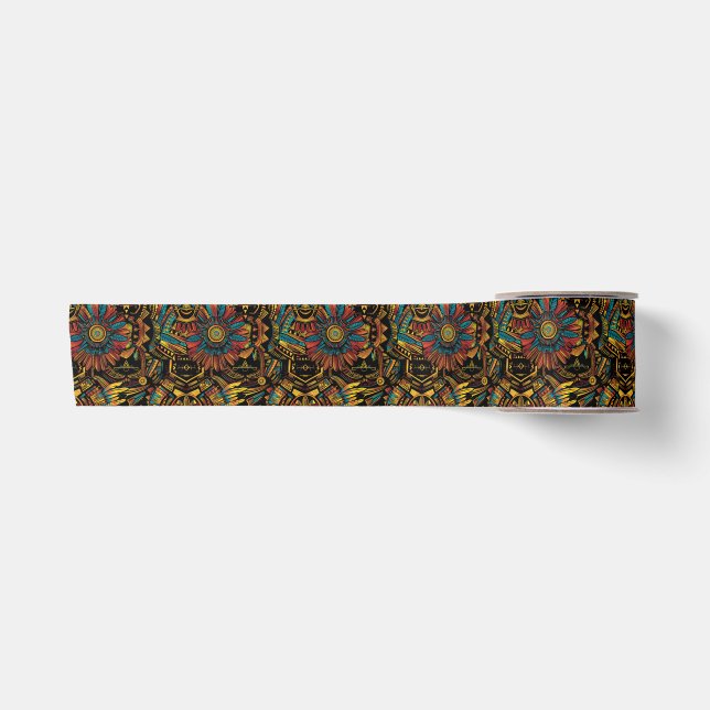 Ruban En Satin Tribal Teal "Aztec Dream" Ruban Satin Silky (Devant)