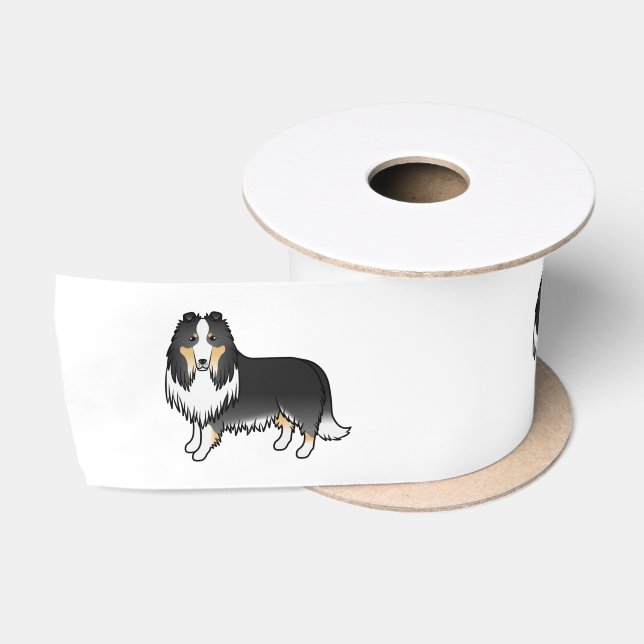 Ruban En Satin Tricolor Rough Collie Cute (Bobine)
