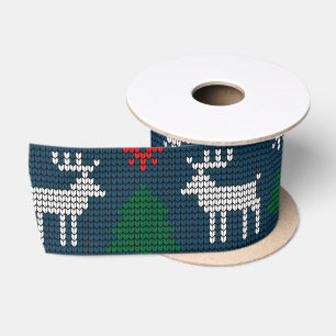 Ruban En Satin Tricot de Noël Pin de Cerf Russe