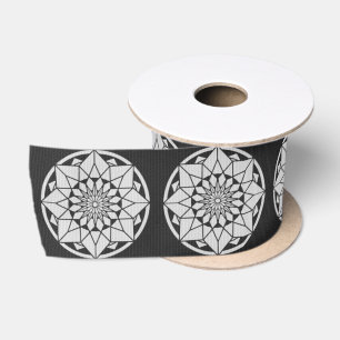 Ruban En Satin Tricot Star Mandala noir et blanc