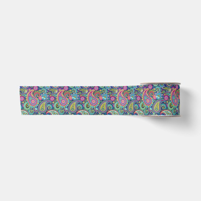 Ruban En Satin Trippy Hippy Retro Paisley (Devant)