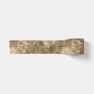 Ruban En Satin Tropical Palm Tree Feuille Motif Gold