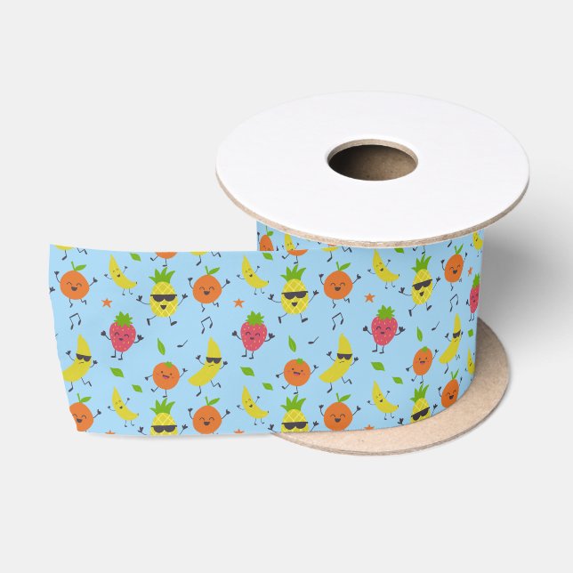 Ruban En Satin Tutti Fruitti Birthday Pattern Cute Fruits (Bobine)