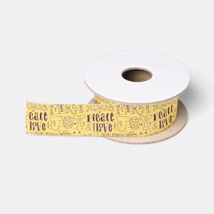Ruban En Satin Typographie de Noël Festive Purple