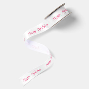 Ruban En Satin Typographie Rétro Joyeux Anniversaire Rose
