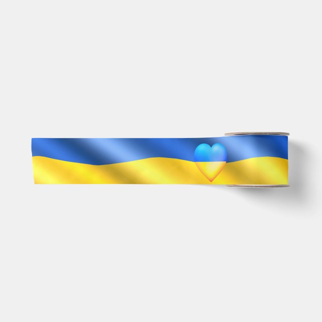 Ruban En Satin Ukraine - Paix - drapeau ukrainien - Liberté (Devant)