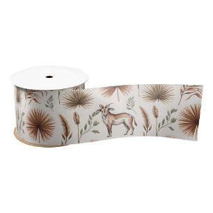 Ruban En Satin Un motif décoratif présente une végétation brune d