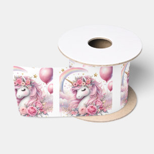Ruban En Satin Unicorne rose