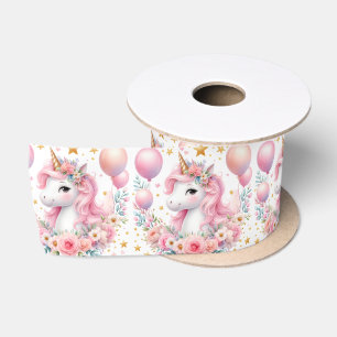 Ruban En Satin Unicorne rose