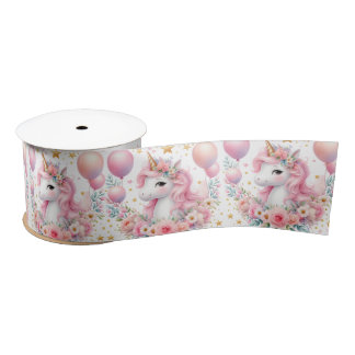 Ruban En Satin Unicorne rose