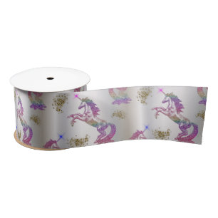Ruban En Satin Unicornes arc-en-ciel cristal