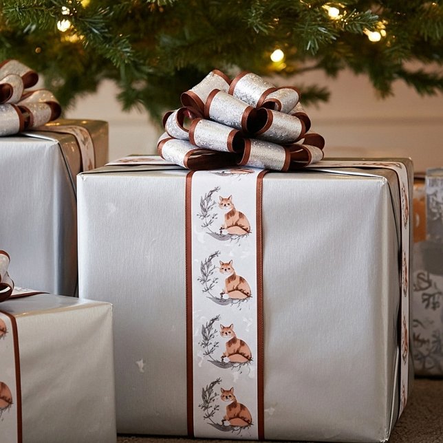 Ruban En Satin Vacances aquarelle foin et neige (Créateur téléchargé)