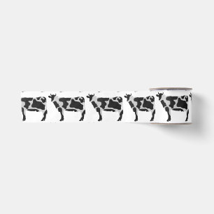 Ruban En Satin Vache Noir et Blanc Silhouette