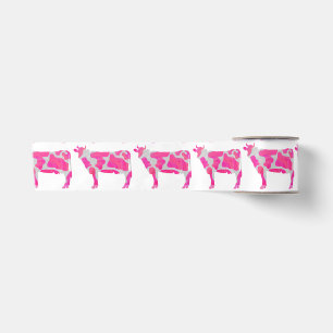Ruban En Satin Vache rose et blanc Silhouette
