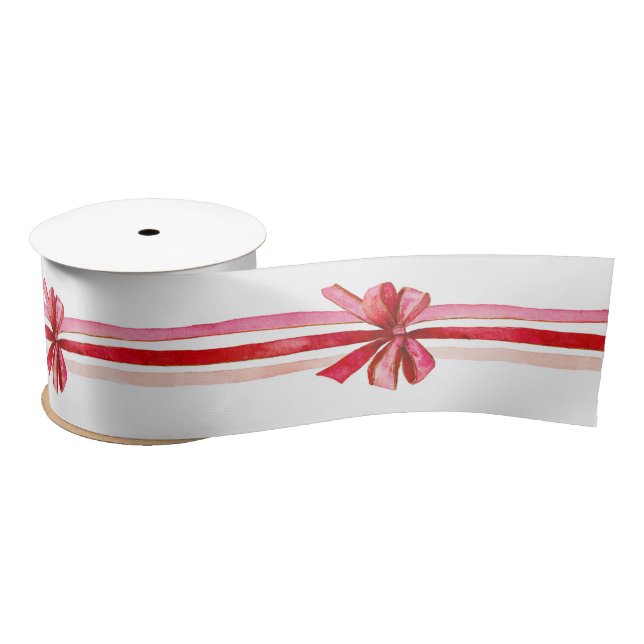 Ruban En Satin Vaches de Noël roses et rouges (Bobine)