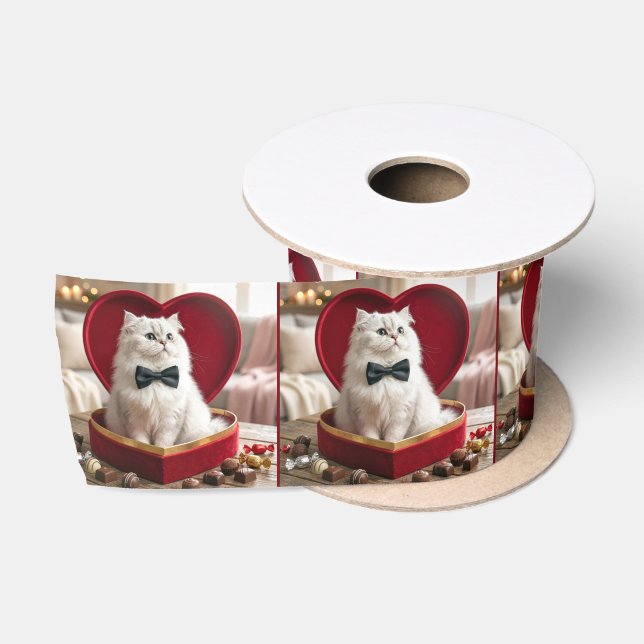Ruban En Satin Valentine Persian Cat In Chocolate Candy Box (Bobine)